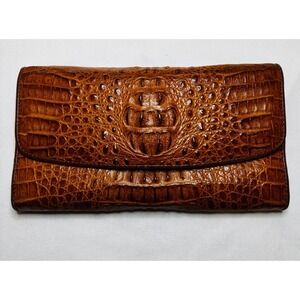 Gorgeous Brown Faux Alligator Checkbook Long Wallet